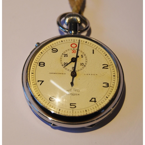 103 - Lemania Nero stopwatch retailed by Camerer Cuss & Co., London, cased in chrome, case diameter ap... 