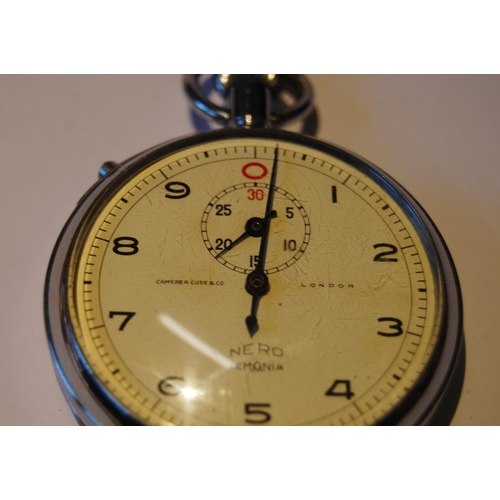 103 - Lemania Nero stopwatch retailed by Camerer Cuss & Co., London, cased in chrome, case diameter ap... 