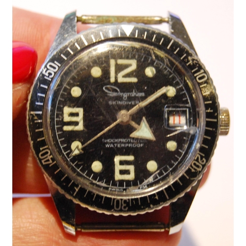 114 - Interpol De Luxe 21 jewels antimagnetic diver's-style watch, c. 1960s/70s, in oval shaped stainless ... 