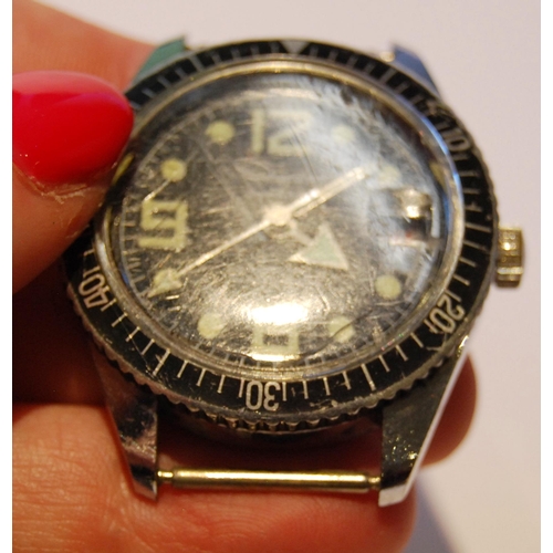 114 - Interpol De Luxe 21 jewels antimagnetic diver's-style watch, c. 1960s/70s, in oval shaped stainless ... 