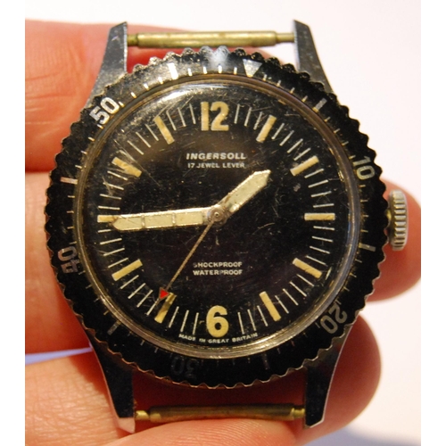 114 - Interpol De Luxe 21 jewels antimagnetic diver's-style watch, c. 1960s/70s, in oval shaped stainless ... 