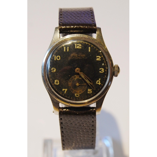 119 - WWII period Eterna automatic airforce-style gent's wristwatch in stainless steel case with black dia... 