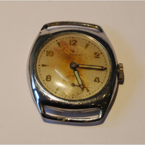 Rolex watch head c. 1930s 40s in stainless steel case with