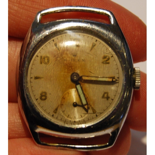 121 - Rolex watch head, c. 1930s/40s, in stainless steel case with Arabic numerals, baton indices and seco... 