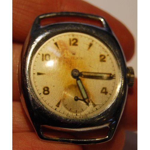 121 - Rolex watch head, c. 1930s/40s, in stainless steel case with Arabic numerals, baton indices and seco... 