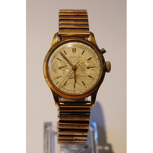 124 - Orator Antimagnetic gent's chronograph wristwatch, c. 1950s/60s, in stainless steel case with gold p... 