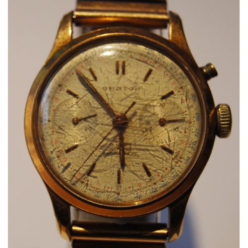 124 - Orator Antimagnetic gent's chronograph wristwatch, c. 1950s/60s, in stainless steel case with gold p... 