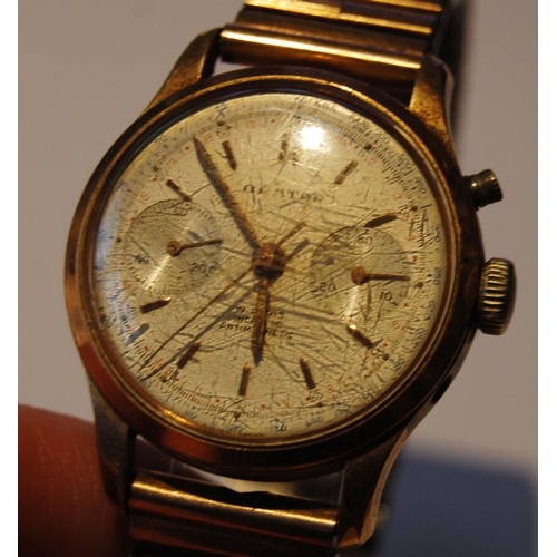 124 - Orator Antimagnetic gent's chronograph wristwatch, c. 1950s/60s, in stainless steel case with gold p... 