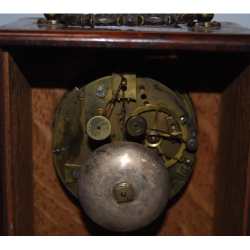 170 - Victorian inlaid rosewood mantel clock, the white enamel dial inscribed Henry Marc à Paris, the case... 