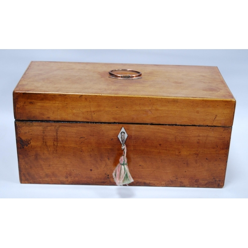 193 - George III satinwood box (formerly a tea caddy) with bone escutcheon, 14cm high, 29.5cm wide and 14.... 