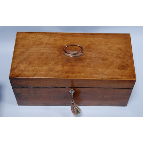 193 - George III satinwood box (formerly a tea caddy) with bone escutcheon, 14cm high, 29.5cm wide and 14.... 