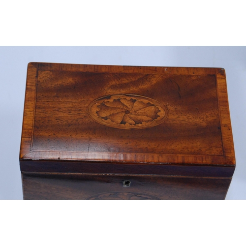 193 - George III satinwood box (formerly a tea caddy) with bone escutcheon, 14cm high, 29.5cm wide and 14.... 