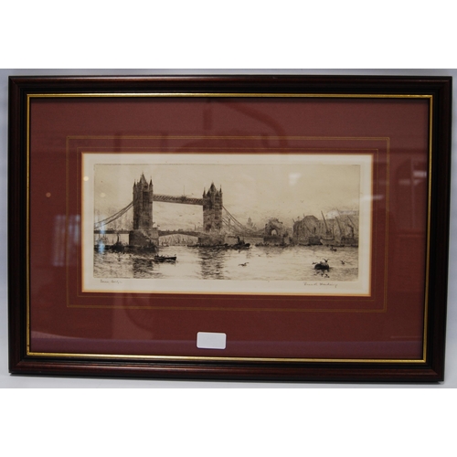 305 - Frank Harding (British, 1935 - 1990)Tower BridgeSigned and titled in pencil, etching, 15cm x 35cm.  ... 