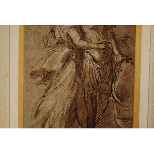 306 - Circle of Polidoro di Caravaggio (Italian, 1495 - 1540)Study of two 16th century Roman figuresUnsign... 