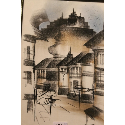 474 - ANNE HUDSON (1920-1977), Three Cats, chalk drawing, signed lower left, 24cm x 75cm, frame 29cm x 80c... 