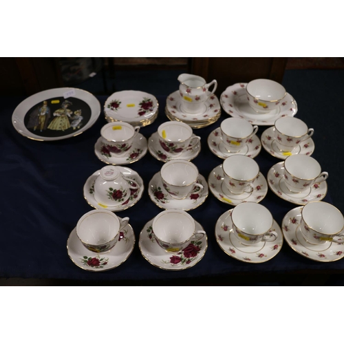 77A - Colclough floral decorated teaset, another part teaset, and a collectors' plate.