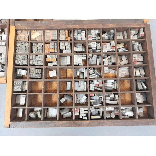 19 - Three printer's trays containing an assortment of types.