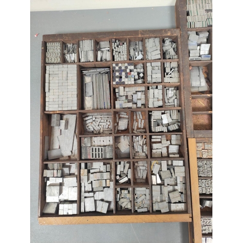 19 - Three printer's trays containing an assortment of types.