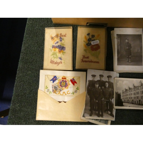 189 - POSTCARDS.  A collection in three albums & a military pouch, & some loose. Many subject... 