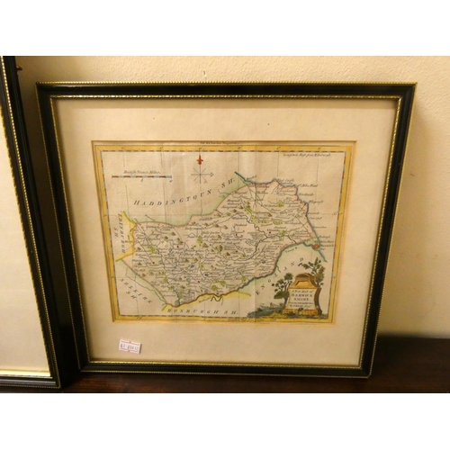 226 - KITCHIN T.  A New Map of Berwick Shire. Hand col. eng. antique map in Hogarth frame; also ... 