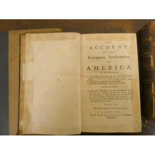 236 - (BURKE EDMUND).  An Account of the European Settlements in America. 2 vols. 2 fldg. eng. maps. Old m... 