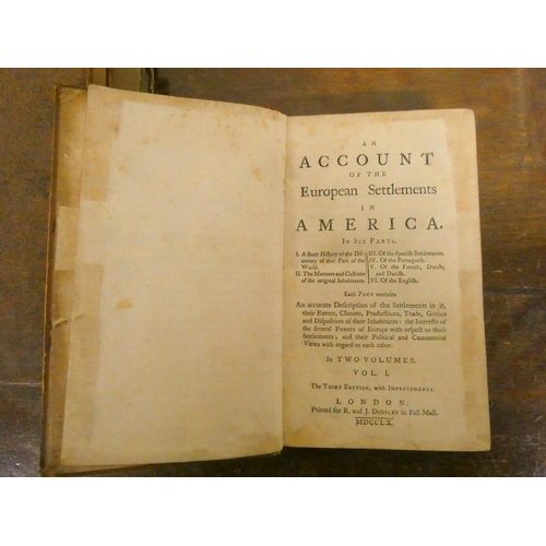 236 - (BURKE EDMUND).  An Account of the European Settlements in America. 2 vols. 2 fldg. eng. maps. Old m... 