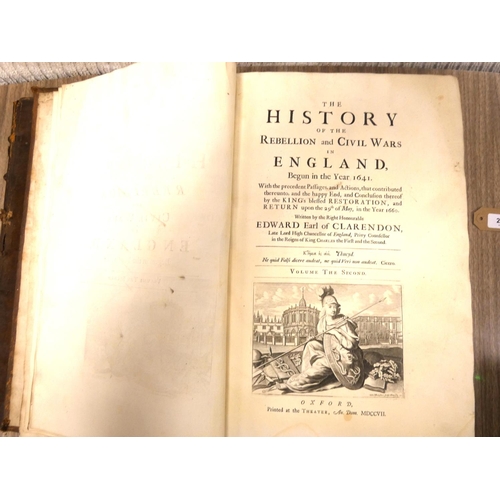 299 - CLARENDON EARL OF.  The History of the Rebellion & Civil Wars in England. 3 vols. Mounted eng. p... 