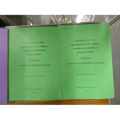 35 - Archbishop of York.  Marriage Bonds & Allegations. 12 various vols. in ring binders or... 