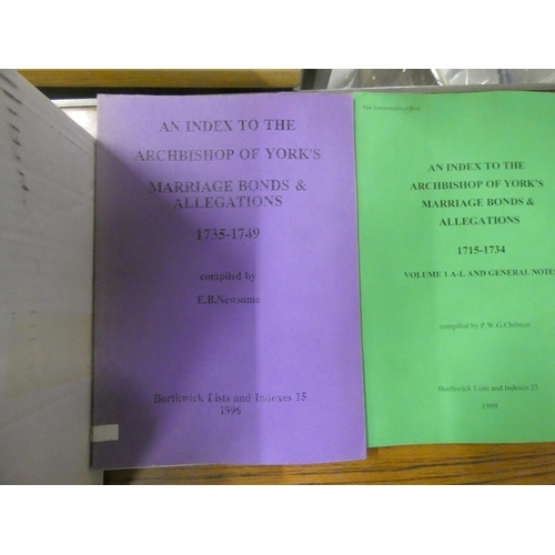 35 - Archbishop of York.  Marriage Bonds & Allegations. 12 various vols. in ring binders or... 