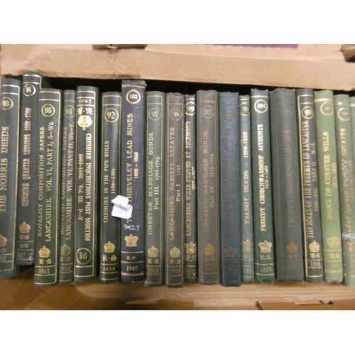 40 - RECORD SOCIETY OF LANCASHIRE & CHESHIRE.  Publications. 25 various vols. Orig. green cloth.... 