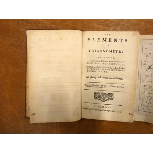 61 - (EMERSON W.).  The Elements of Trigonometry. 6 fldg. eng. plates (as called for). Old calf... 