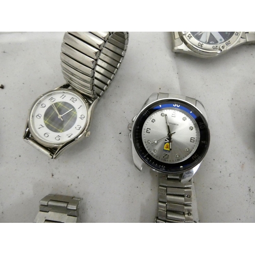 113 - Diver style men's watches including Bosch, two Phillip Perso and three Scotland watches.