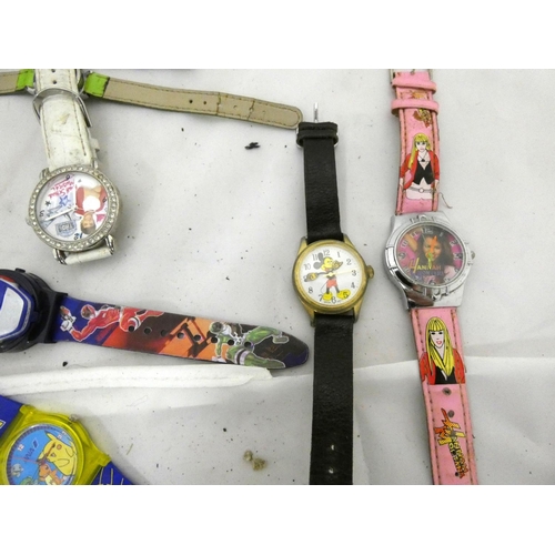 123 - Bag of vintage children's watches including Power Rangers, Pokeman 1999, Hannah Montana, Mickey Mous... 