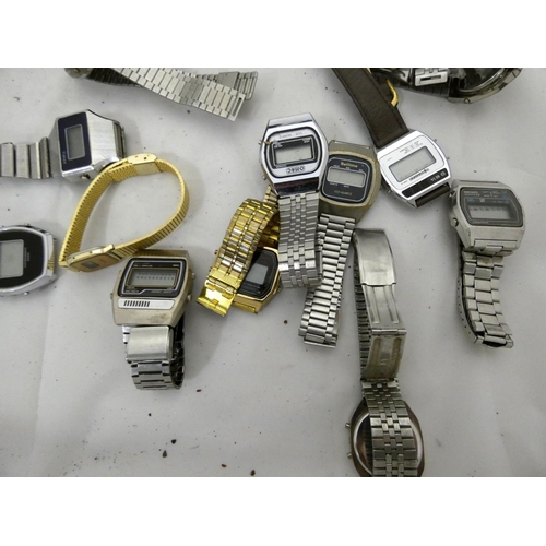 126 - Large bag of 70's, 80's digital watches including Seiko, Casio etc.