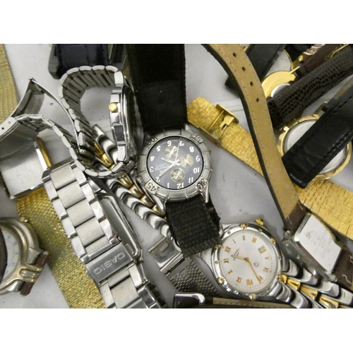 129 - Bag of men's modern Quartz watches including Rotary, Lorus, Casio etc.