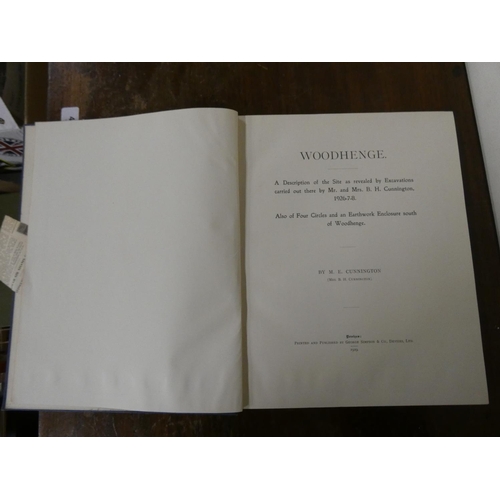 182 - CUNNINGTON M. E.  Woodhenge, A Description of the Site as Revealed by Excavations. Plates ... 