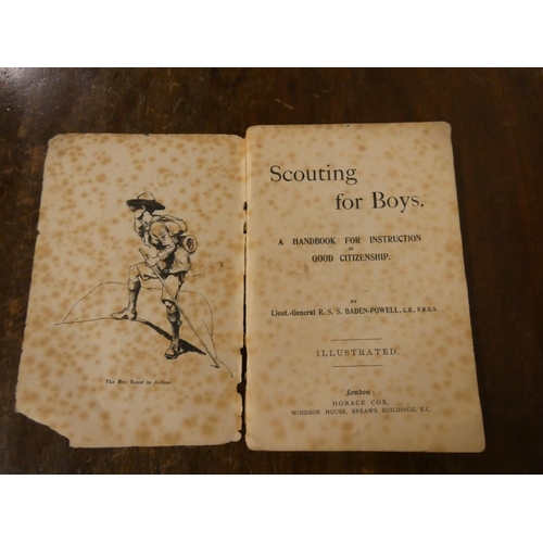 183 - BADEN-POWELL R. S. S.  Scouting for Boys. Part 1. 69pp. Illus. Orig. prntd. wrappers, spli... 