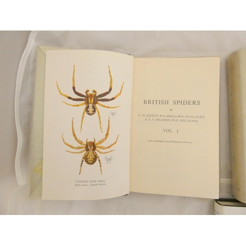 143 - LOCKET G. H. & MILLIDGE A. F.  British Spiders. 3 vols. Col. plates & other illus.... 