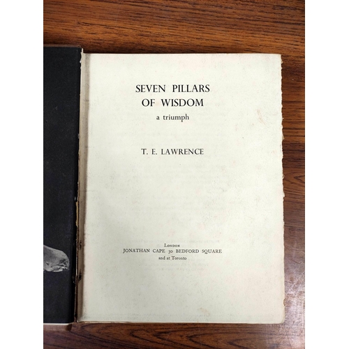 184 - LAWRENCE T. E.  Seven Pillars of Wisdom. 2 copies. Illus. Quarto. Orig. brown cloth. 1st t... 