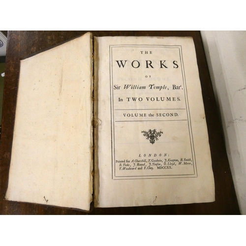 245 - TEMPLE SIR WILLIAM.  The Works. 2 vols. Eng. port. frontis. Folio. Old calf, top brds. ten... 