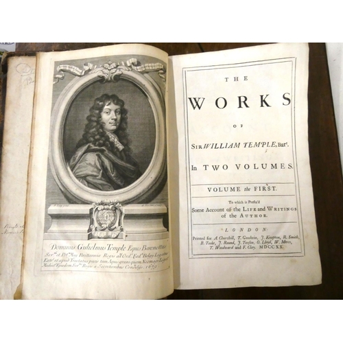 245 - TEMPLE SIR WILLIAM.  The Works. 2 vols. Eng. port. frontis. Folio. Old calf, top brds. ten... 