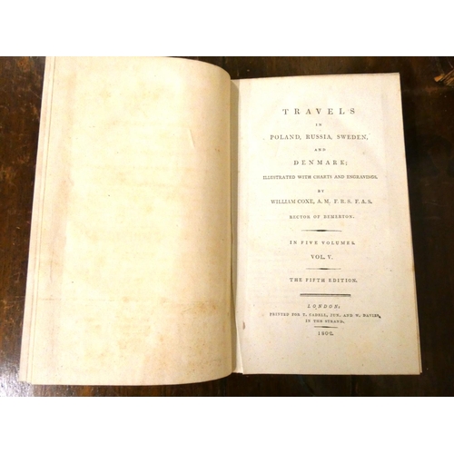 248 - COXE WILLIAM, of Bemerton.  Travels in Poland, Russia, Sweden & Denmark. 5 vols. 31 fl... 