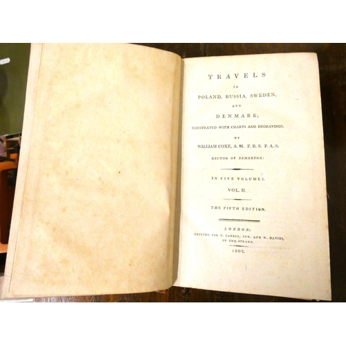 248 - COXE WILLIAM, of Bemerton.  Travels in Poland, Russia, Sweden & Denmark. 5 vols. 31 fl... 