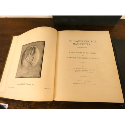 253 - HARTOG P. J. (Ed).  The Owens College, Manchester. Port. frontis, fldg. plan & plates.... 