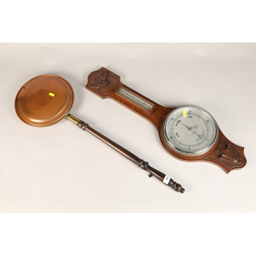 199 - Barometer and copper warming pan