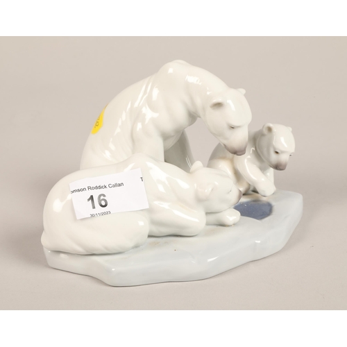 16 - Lladro group figure 'Three polar bears