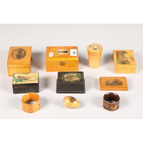 208 - Collection of Mauchline ware to include Holyrood Palace, The Cross, etc