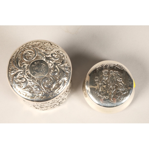 166 - Silver pin dish and lid, London 1965, 46 grams, Silver cannister and cover, 105 grams (2)