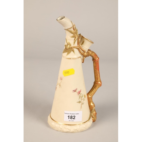 182 - Royal Worcester Bamboo jug with floral design, 23cm height