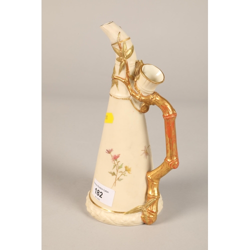 182 - Royal Worcester Bamboo jug with floral design, 23cm height